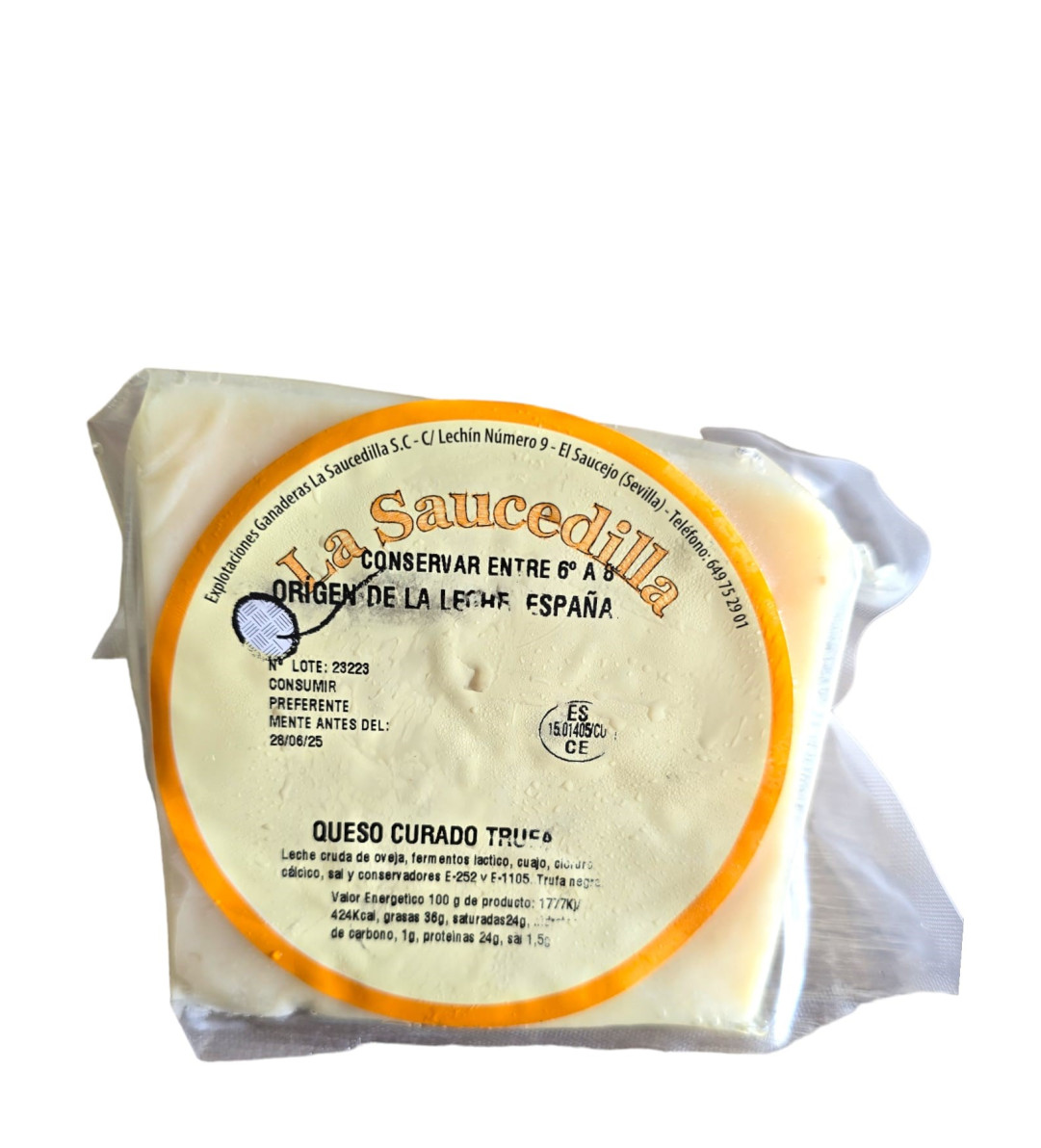 Queso curado trufa de oveja. La Saucedilla, 350g.